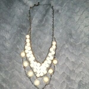 Macy's White and Silver Layered Necklace